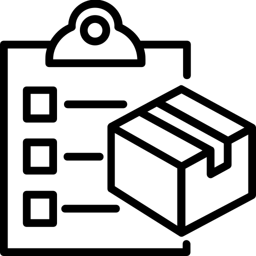 Icon of a box with a checklist on a white background