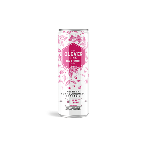 Clever Pink G and Tonic - Non-Alcoholic Craft Mocktail - 12oz Cans
