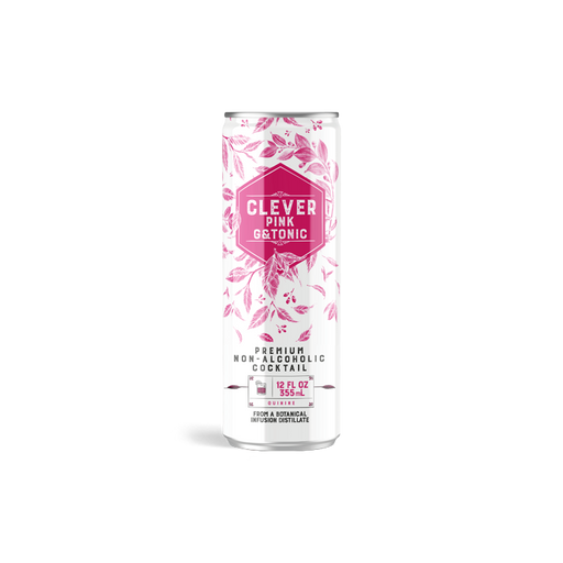 Clever Pink G and Tonic - Non-Alcoholic Craft Mocktail - 12oz  Cans - ProofNoMore