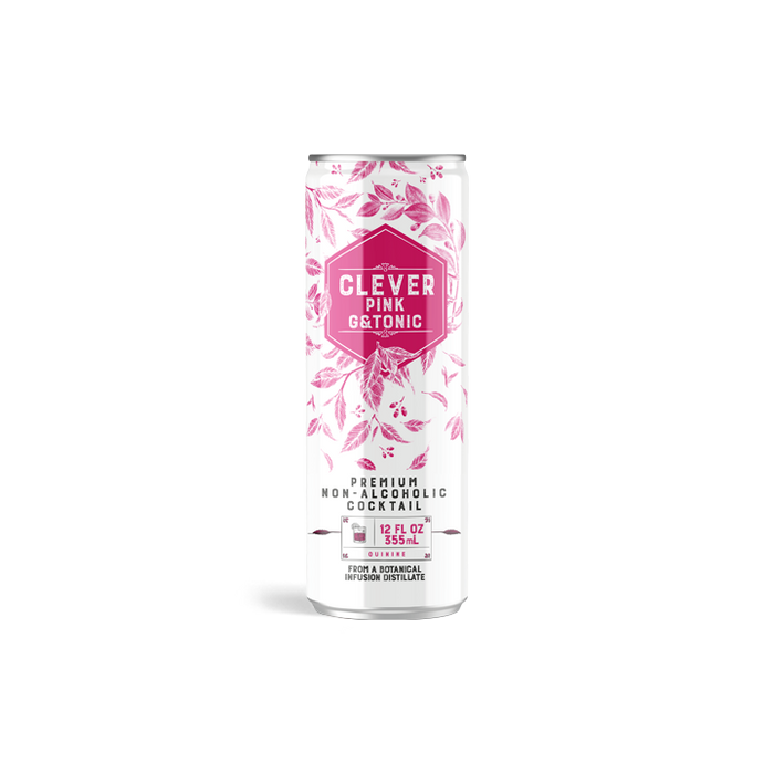 Clever Pink G and Tonic - Non-Alcoholic Craft Mocktail - 12oz  Cans - ProofNoMore