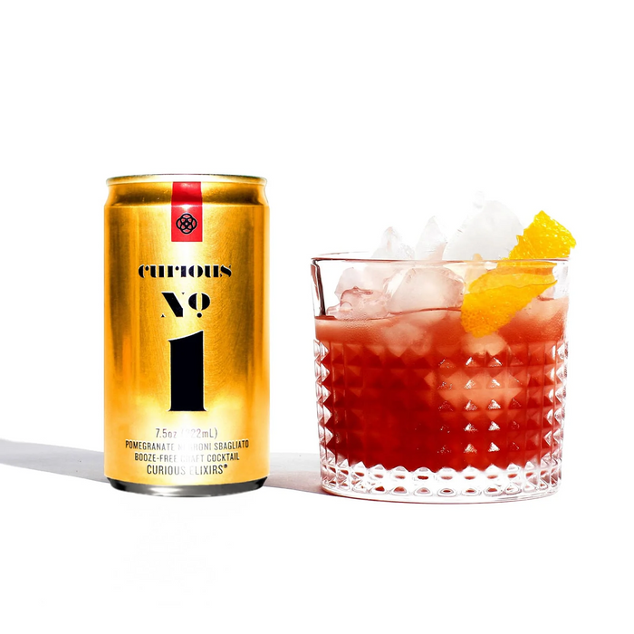 Curious Elixir's No.1 Non-Alc Negroni w. Glass
