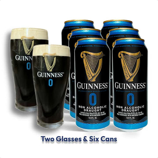 Guinness Zero 6Pack and 2 Official Guinness 0 Glasses - Great Gift - ProofNoMore