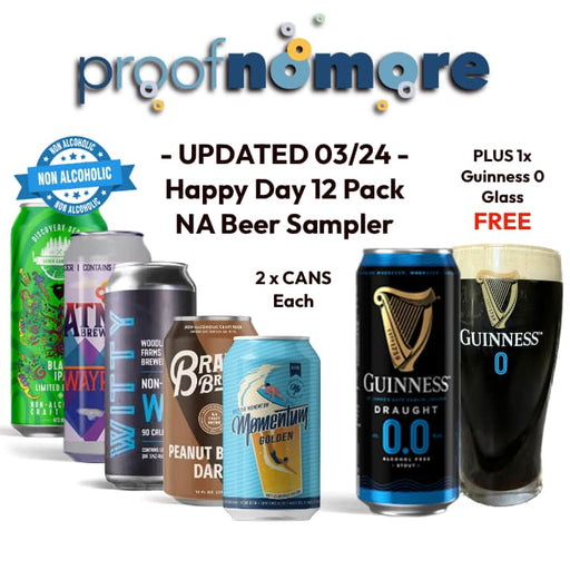 Happ Day Non-Alcoholic Beer Sample Pack - Plus 1 x Free Guinness Zero Glass