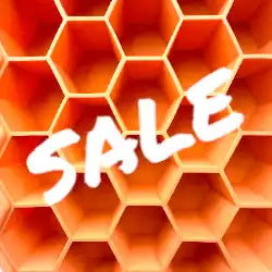 Orange honeycomb pattern with ’SALE’ text.