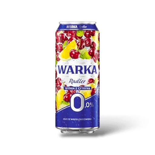 Warka 00 Alcohol Free Radler with Cherry and Lemon flavor